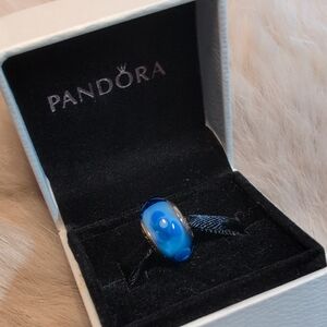 EUC Pandora Silver and Blue Charm Bead